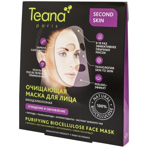 Биоцеллюлозная очищающая маска для лица Teana